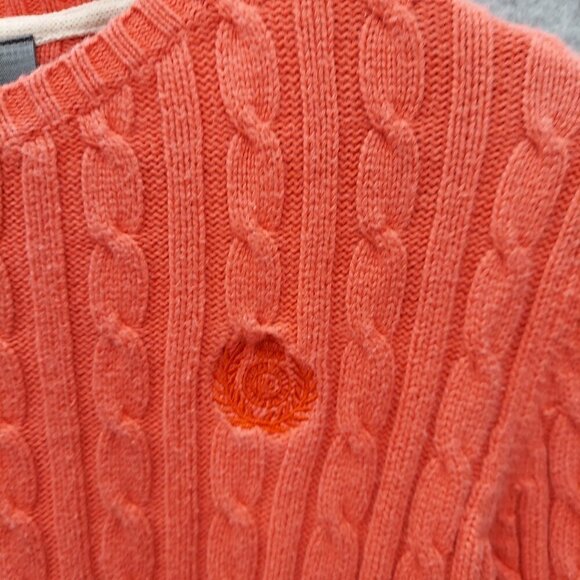 Liz Claiborne Womens Cable Knit Sweater Coral S 100% Cotton Crew Neck - Picture 3 of 7